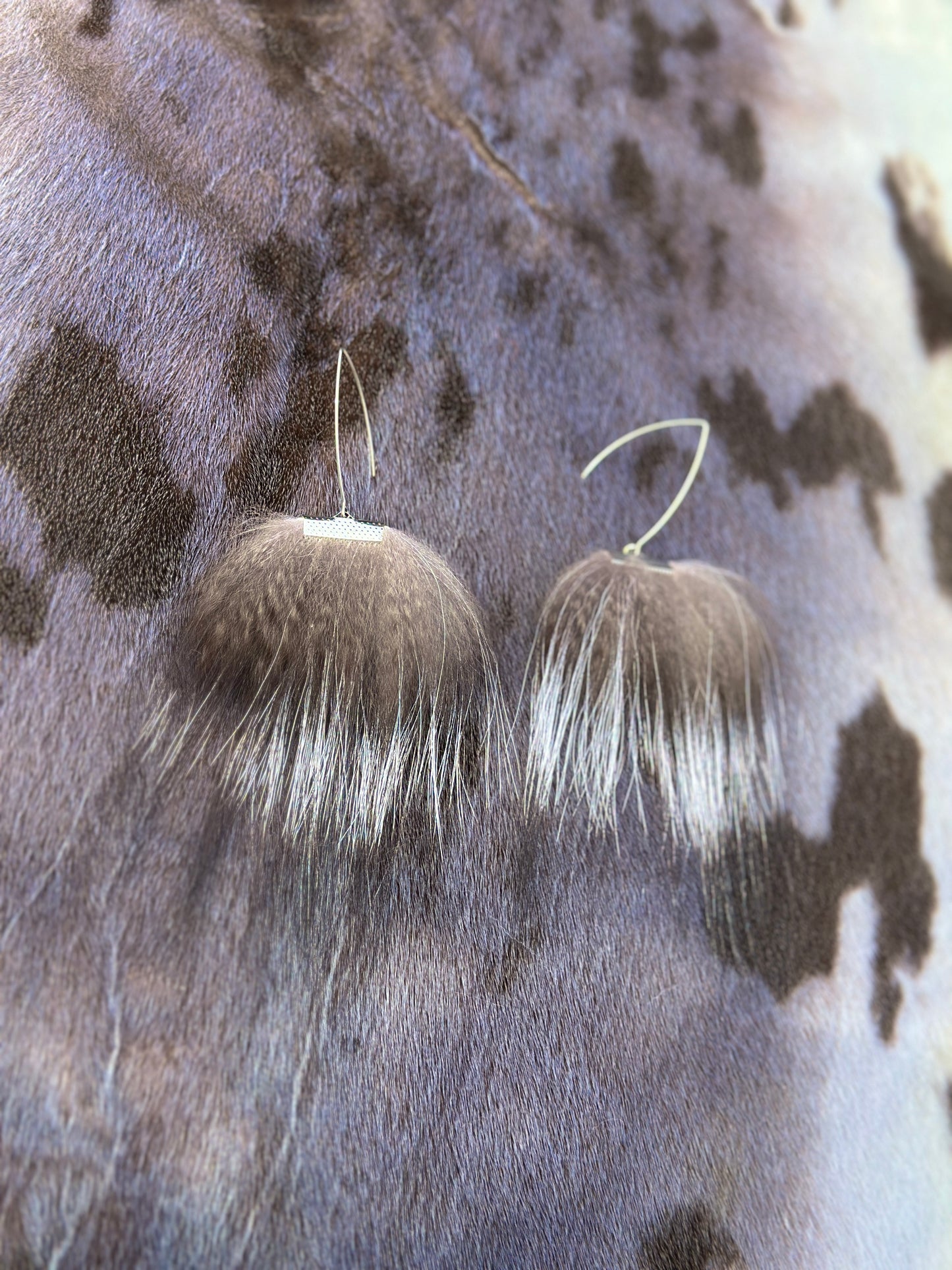 Silver fox fur earrings