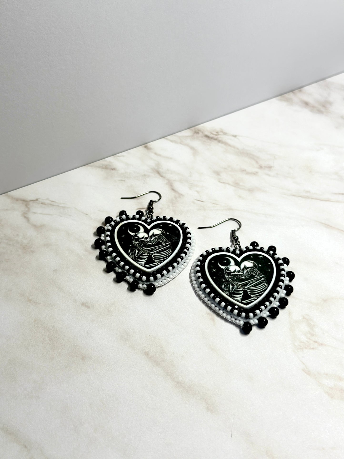 Beaded heart earrings