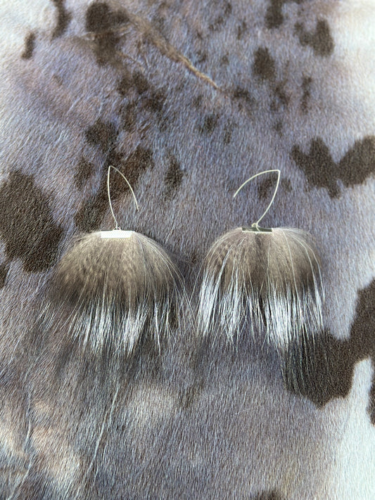 Silver fox fur earrings
