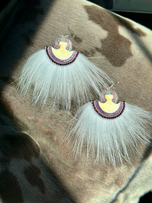 Ivory + white fox earrings