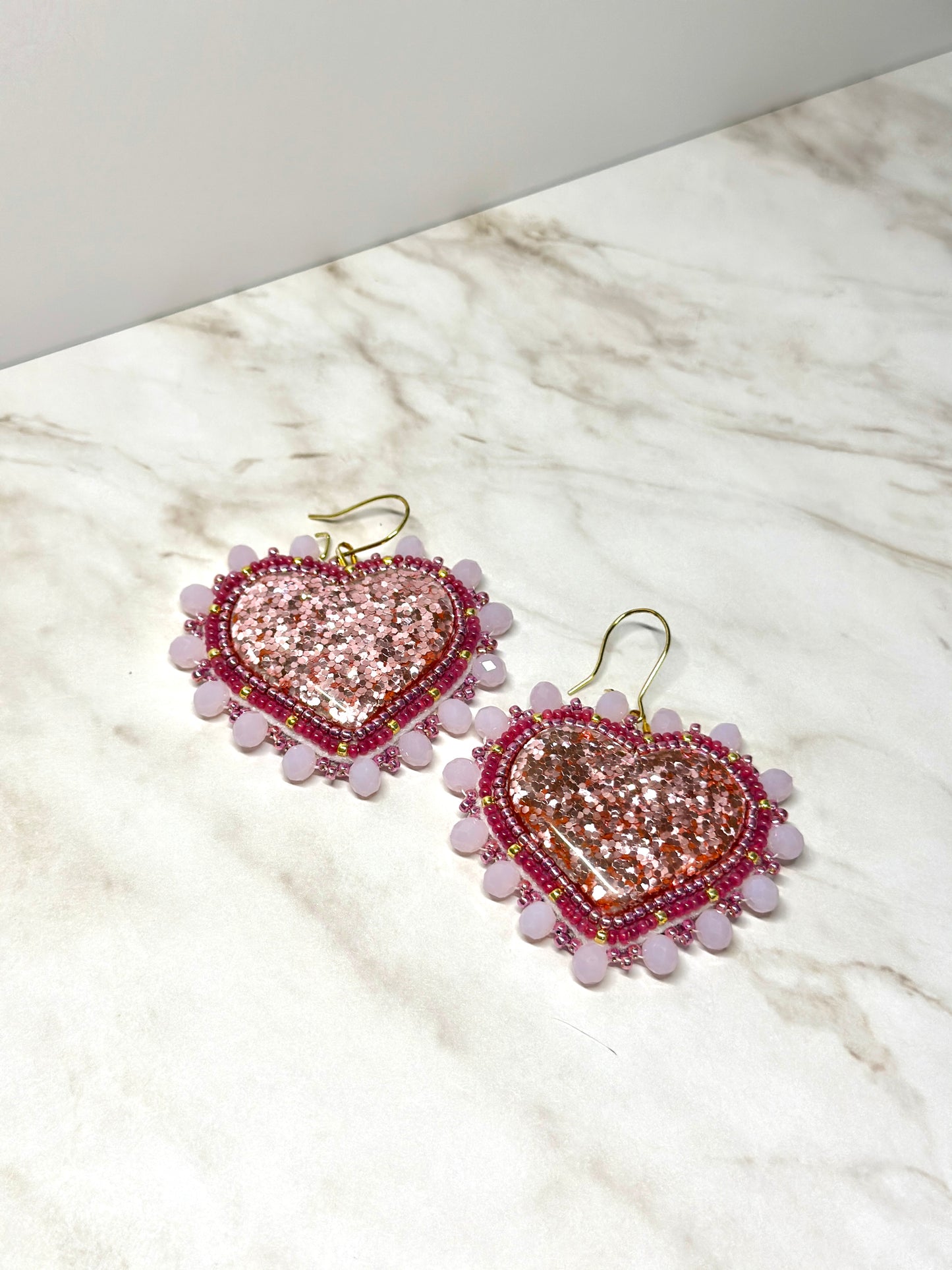 Beaded heart earrings