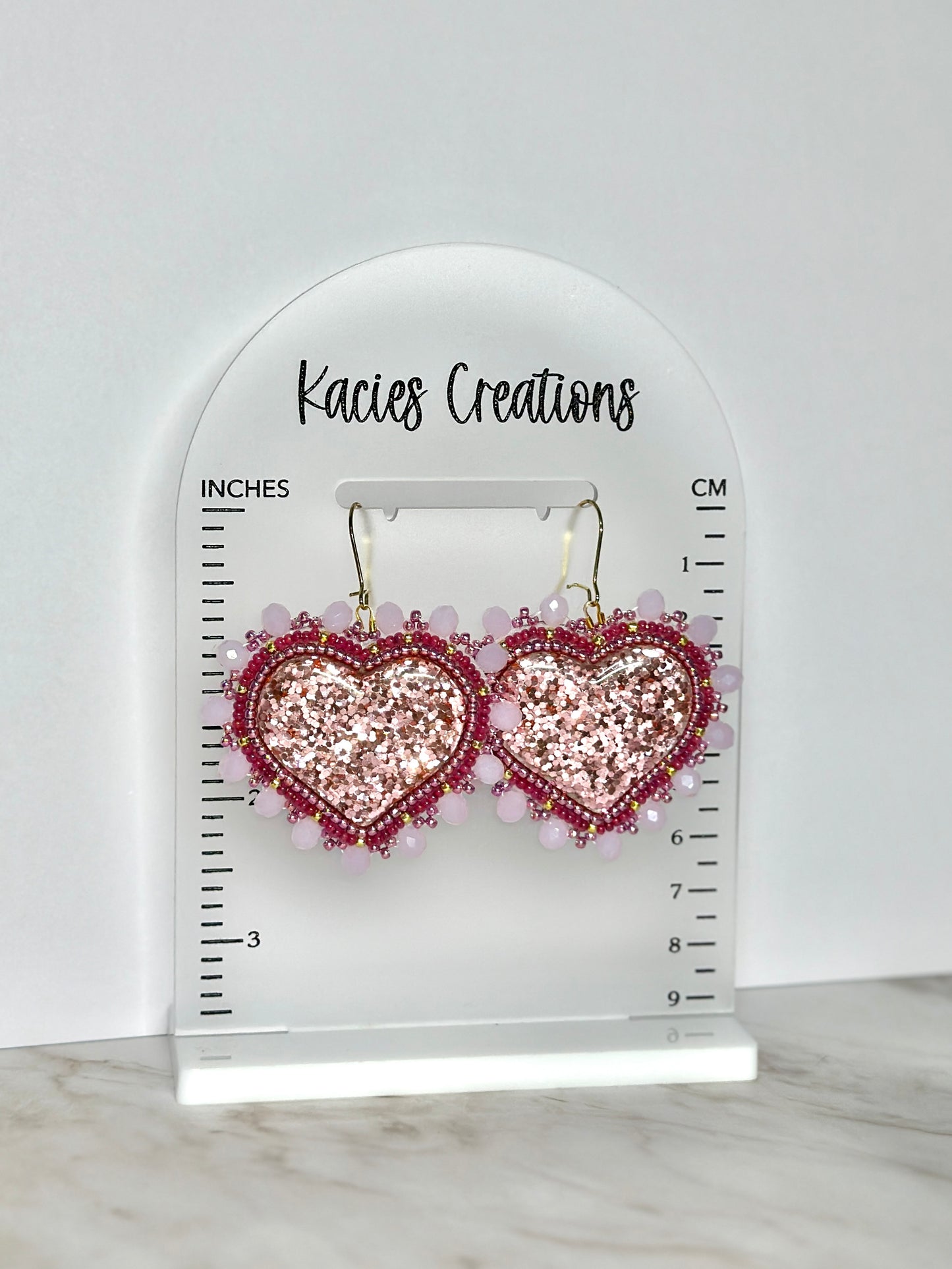 Beaded heart earrings